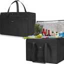 2-Pack Heavy-Duty Insulated Grocery Bags & Food Delivery Bag  Collapsible Cooler Bag with Zippered Top | Reusable Shopping Bags for Groceries, Picnics, Easy Storage(XXXL Black)
