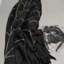 4 PCS Halloween Costume Set for Women Adult Spider Web Costume Spider Poncho, Candy bag Headband and Nylon Striped Tights