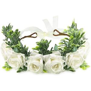 Honoson Dog Wedding Flower Collar Dog Wedding Attire Wreath Outfit Bow Pet Photo Prop Flowers Ring for Pets Cats and Puppy(Large)
