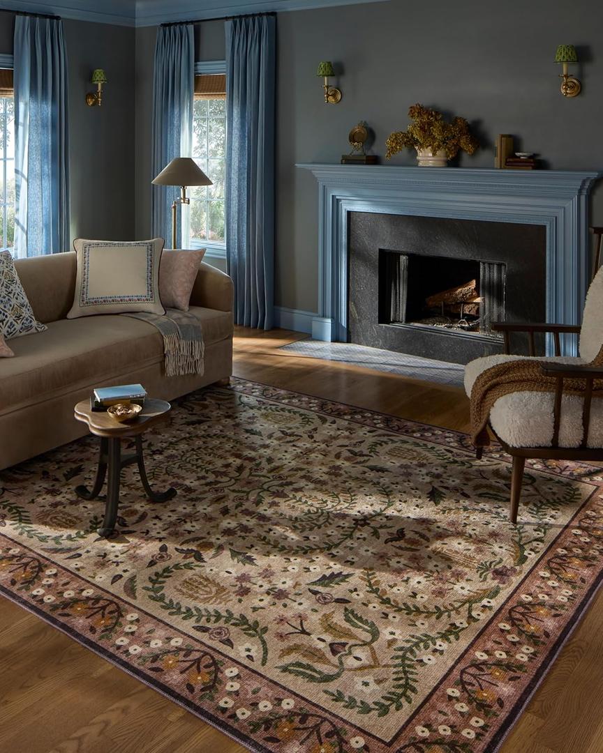Loloi Rifle Paper Co. Canopy Collection CNP-03 Aubergine 5'-0" x 7'-6" Area Rug
