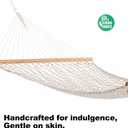 GAFETE Single Rope Hammocks for Outside, Traditional Hand Woven Cotton Hammock with Hardwood Spreader Bar, Max 450 lbs Capacity (Natural Beige, Small)