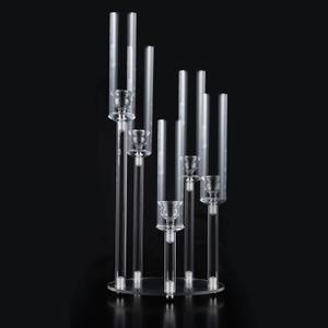 5 Arm Acrylic Clear Candelabra Centerpiece for Wedding, Acrylic Candle Stick Holders Candelabra Centerpieces for Tables,Party,Brithday,Baby Shower candelabros para centros de mesa22Inches