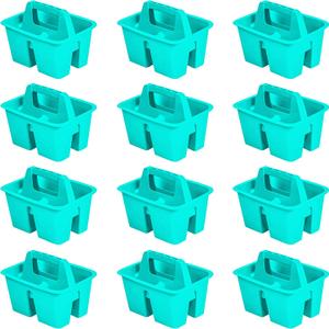 Storex Mini Classroom Caddy, Multipurpose Classroom Organizer with Handle, Teal, 12-Pack (01065U12C)