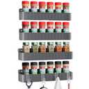 Nieifi Spice Rack Wall Mount, 4 Pack, Grey, 2 Inch Wide, Screw or Adhesive Installation, Spice Rack Organizer for Small Spice Jars, Suitable for Kitchen Cabinet or Pantry Door