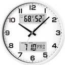 13" White Battery Powered Silent Wall Clock with Calendar Temperature and Humidity H-7326