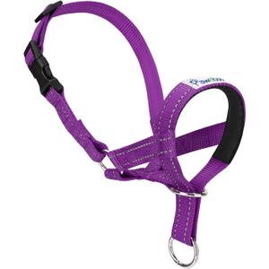 Pawaboo Dog Muzzle, Head Halter Collar for Dog, Pet Dogs Nylon Reflective Adjustable Loop Anti-Biting Barking Control Easy Fit Dogs Stops Pulling Head Leash, Small Size, Purple
