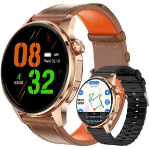 Smart Watch for Men Built-in GPS with Map(Answer/Make Call/Text), 1.46" AI Smartwatch for Android Phones/iPhone, 100+ Sport Mode Fitness Tracker with Health/Sleep Monitor, Compass/Barometer(2 Straps)