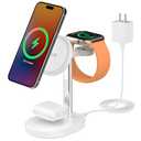 3 in 1 Wireless Charging Station, Detachable Apple Watch Charger & 15W Charger Stand for MagSafe for iPhone, Wireless Charger for Multiple Devices iPhone 16/15/14/13&Watch&AirPods（White）