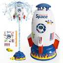 Skirfy Sprinkler Rocket Launcher Outdoor Water Toys for Kids, Rocket Design Water Powered Liftoff 9-16ft & Spin, Summer Garden Lawn Toys & Birthday Gift for Girls Boys Age 3-12 Year Old (White)