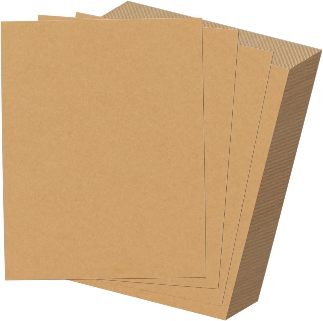 HORLIMER 100 Pack 8.5x11 Chipboard Sheets, Kraft Cardboard for Shipping, Scrapbooking, DIY Crafts