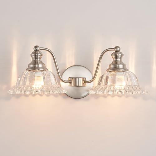 XIEDUN Brushed Nickel 2 Light Vanity Lights Fixture Lights for Bathroom