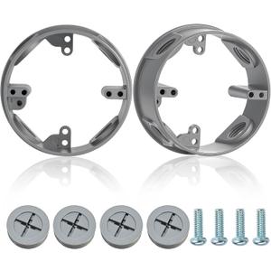 Juexica 2 Pcs 1/2-inch 4 Hole 4 Inch Round Sealproof Electrical Boxes Extenders Round Weatherproof Extension Junction Box Extender Ring 16. 5 Cu. in. Capacity(Gray)