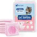 Pet Soft Disposable Cat Diapers for Female & Male Cats, Puppy Doggie Diapers for Female Dogs with Adjustable Foam Tail Hole, 24pcs XSmall (X-Small (24Pcs, PK Plaid))