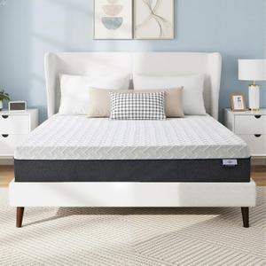 Gelsea 12 Inch Queen Size Mattress, Gel-Infused Green Tea Memory Foam Mattress for Back Pain Relief & Cool Sleep, Medium Plush Feel, Fiberglass Free & CertiPUR-US Certified, Mattress in a Box