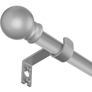 32-48 Inch Silver Curtain Rod Set With Brackets and Decorative Blackout Metal Rods