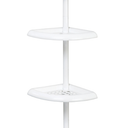 4 Tier Tension Pole Shower Caddy Plastic Corner Pole Adjustable Shelves 5-8ft White