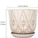 Gepege 8 Inch Plant Pot, Creamy White Ceramic Planter with Drainage Holes and Saucers for Plants Indoor and Outdoor Flower Pot