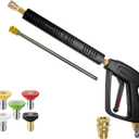 YAMATIC Pressure Washer Gun Wand with Swivel 3/8" Plug & M22 Coupler, Stainless Steel Extension Lance Replacement for Ryobi, Simpson, Craftsman Power Washer for Foam Cannon Car Wash, 4000 PSI (Long Gun)