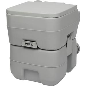 Outvita Outdoor Portable Toilet, 5.3 Gallon Waste Tank Porta Potty with Pressure Pump Double Outlet Leak-proof Clips for Camping Travel RV Boat Truck