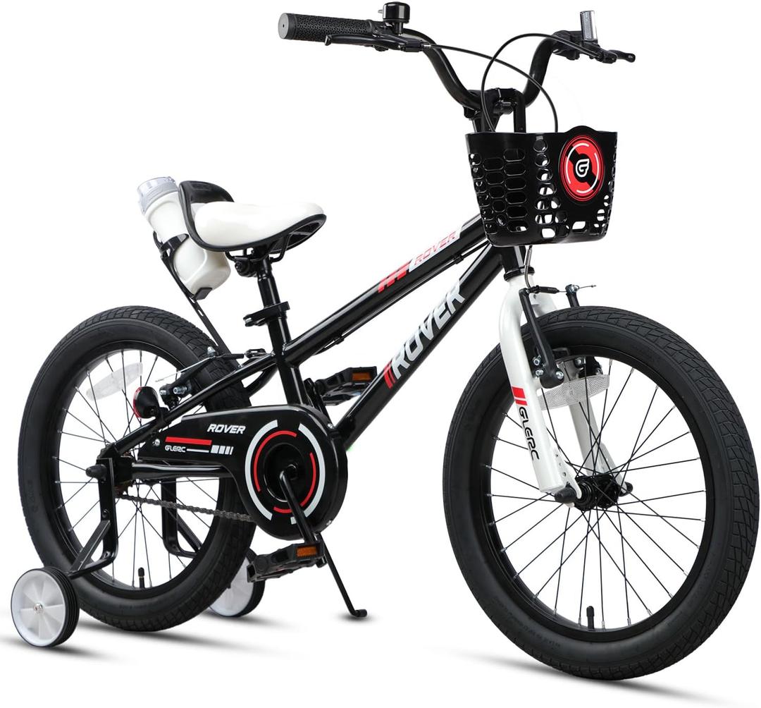 Glerc Rover Kids Bike, 12-18 Inch Boys Bike for 2-9 Years Old Children, Kids Bicycle with Water Bottle & Basket & Training Wheels, Multiple Colors