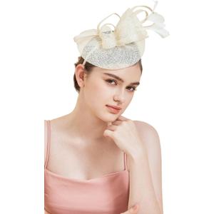 Gionforsy Fascinators Hat Pillbox Tea Party Hats for Feather Hat for Cocktail Wedding