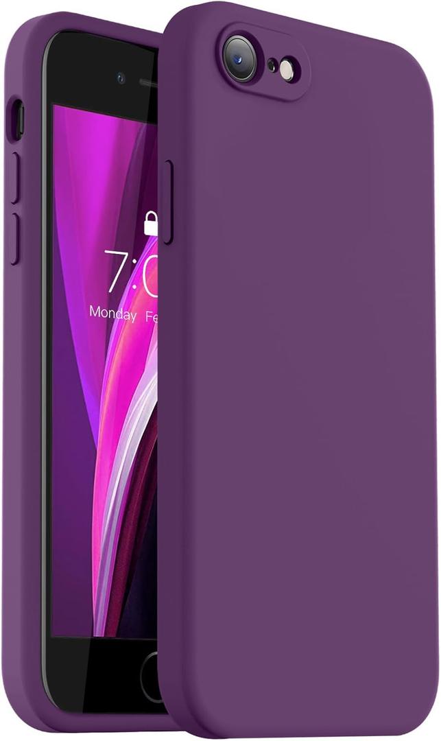 Vooii for iPhone SE Case 2022/3rd/2020,iPhone 8/7 Case, Upgraded Liquid Silicone with [Flat Edges] [Camera Protection] [Soft Anti-Scratch Microfiber Lining] Phone Case for iPhone SE - Grape