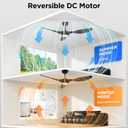 Roomratv Ceiling Fans with Lights and Remote Control,Quiet Noiseless Reversible DC Motor,6 Speeds,Timers, 3 CCT, Indoor Use, Plastic Blades,52 Inch Black Modern Ceiling Fan for Bedroom Living Room
