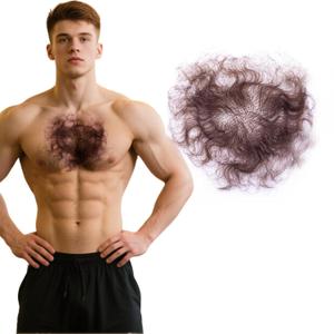 Fake Chest Hair Body Hairs Adding Hair Volume Enhancement of Manliness Handmade Full Lace Fake Realistic Chest hair (Style 4)