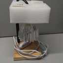 Conqto Candle Warmer Lamp with Timer, Dimmable Melted Wax Warmer with Two Bulbs, Height Adjustable Candle Lamp for Bedroom, Living Room Home Decor, House Warming Gift (Black Pole + White Lampshade)