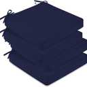 downluxe Outdoor Chair Cushions Set of 4, Waterproof 19" x 19" x 3" Patio Chair Cushion with Non-Slip Ties & Handle, Square Outdoor Cushion for Patio Furniture with Removable Cover, Navy, 19x19x3 | 4 Count