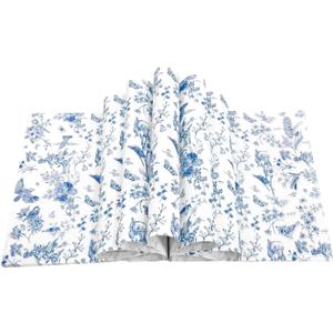 150 Pcs Wax Paper Sheets for Food, Chinoiserie Bird and Flower Design Waterproof Greaseproof Deli Paper, 9.8 x 8.3 Inch Blue Sandwich WrappingPaper, Picnic Basket Liners for Kitchen Party Supplies