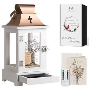 HugMemories Memorial Lantern with Drawer for Keepsakes, Bereavement Sympathy Gifts for Loss of Loved One Mother Father, Sympathy Lantern Funeral Gifts in Memory of Loved One