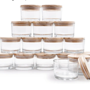 Thick Candle Jars for Making Candles 16 Pcs, 4 OZ Empty Jars with Wood Lids for Candle Making, Sample Container - Dishwasher Safe,Clear