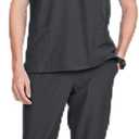 Uniforms World Louis Scrubs Set for Men  Classic V-Neck Stretch Top & Jogger Pants Yoga Waistband, 8 Pockets (XX-Large Tall, Dark Grey)