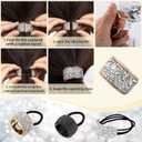 Canlierr 8 Pcs Rhinestone Ponytail Holder Ponytail Cuff Elastic Hair Ties Crystal Pony Tail Rhinestone Hair Accessories for Women Girls, Mixed Colors