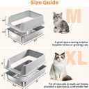 Stainless Steel Cat Litter Box with Lid, Metal Litter Box for Small Cats, Low Entry Kitten Litter Boxes with Scoop and Mat, Non-Sticky, Anti-Urine Leakage, Easy Cleaning, M