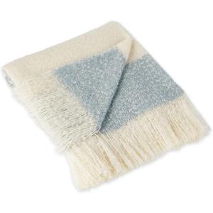 DII Coastal Acrylic Rugby Stripe Woven Throw, 50x60, Blue