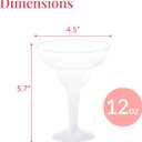 Prestee 50 Clear Plastic Margarita Glasses, 12oz - Heavy Duty Margarita Glasses Disposable for Cinco de Mayo Party Decorations, Taco Party, Plastic Cocktail Cups