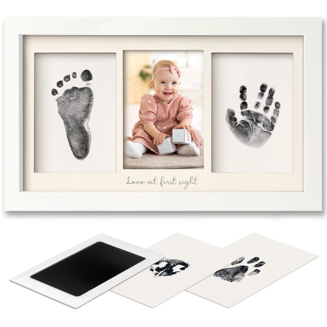 Inkless Hand and Footprint Kit, Boy, Girl, Newborn Keepsake - No Mess Ink Pad for Baby Handprint, Clean Touch Paw Print Kit for Dog, Baby Shower Gifts for New Mom First Mother's Day (Alpine White)