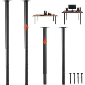 VEVOR Adjustable Table Legs, 24-40 in Round Steel Furniture Legs, 1200 lbs Max Load Heavy Duty, Quick Installation, Ideal for Home Office Desk DIY, Coffee Dinner Bar Tables, Workbenches, 4 PCS, Black, 3.3 x 3.3 x in