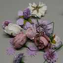 Floweroyal Artificial Flowers Combo Purple Flowers Mix Silk Flowers Dahlia Roses with Stems for DIY Wedding Bridal Bouquets, Baby Shower, Floral Arrangement, Table Centerpieces, Home Decorations.