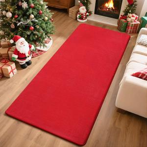 Przemy Washable Runner Rug for Bedroom Living Room, 2x6 Feet Red Memory Foam Rug, Super Soft Modern Indoor Runner Carpet for Hallway Bedside Kids Room Girls Boys Dorm Nursery Decor