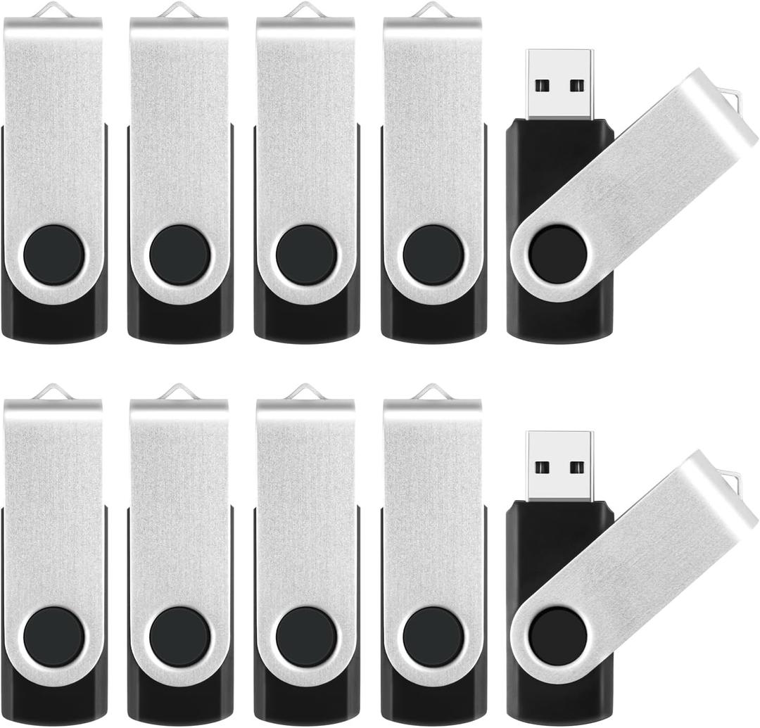 8GB Flash Drive 10 Pack Bulk USB Flash Drives, USB2.0 Thumb Drive USB Stick for Data Storage Backup, Jump Drive Pen Drive Zip Drive Memory Stick with Indicator, USB Storage Flash Drive Swivel Design