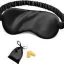 Silk Sleep Mask Eye Mask Blindfold with Double Layer Silk Filling and Elastic Strap for Full Night's Sleep, Travel and Nap, Soft Eye Cover Eyeshade with Luxury Bag and Ear Plugs by OLESILK (Black)