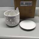 EFISPSS Ceramic Orchid Pots 5+6 Inch White with Drainage Holes & Tray, Breathable Airflow, Indoor & Outdoor
