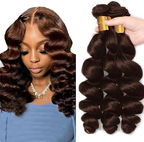 #4 Brown Bundles Human Hair Chocolate Loose Deep Wave Bundles 12 14 16 Inch Unprocessed Brazilian Virgin Hair Deals Quick Weave Hair Extensions 3 Bundle 50 Gram Per Bundle For Woman