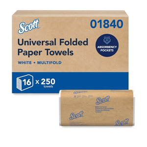 Scott Professional Universal Multifold Paper Towels, Bulk (01840), Absorbency Pockets, White, 9.2"x9.4" Towel, Compressed, Compact (250 Sheets/Pack, 16 Packs/Case, 4,000 Sheet Total)