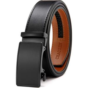 CHAOREN Mens Belt Leather Ratchet Belt - Customizable Fit, Effortless Style (35mm) (32" to 38" Waist Adjustable, Night / Black)