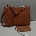 LOVEVOOK Laptop Tote Bag for Women, 15.6 Inch Large Capacity Vintage Leather Work Computer Bag, Business Casual Shoulder Handbag, Dark Brown