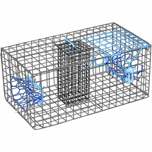 Florida Medium Blue Crab Trap – 24 x 14 x 11 Crab Pot for Recreational Crabbing – Two-Throat Entry Fishing Trap – PVC Coated Wire Saltwater Crab Trap